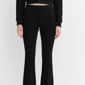 Soft Steps Women's Black High-Waisted Flared Pants – Soft Cotton Interlock | Elegant Fit with Drawstring  Size XL