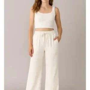 Soft Steps Linen Pants white Size M