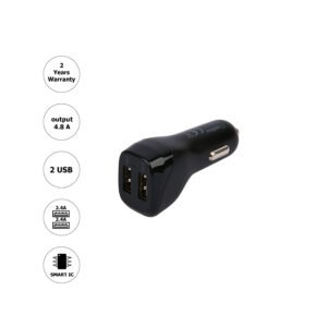 Car Charger 4.8A, 2xUSB (2.4A+2.4A) Black