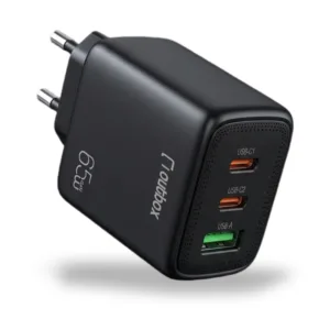 Outbox 65W GaN Fast Charger USB-C Power Delivery Wall Adapter for Laptop & Smartphone – Compact Travel Charger Black