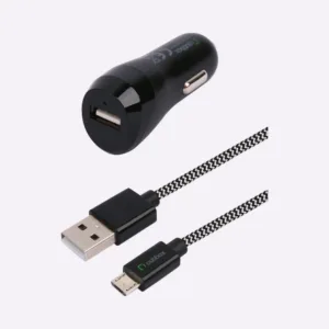 Car Charger 2.4A, 1USB + Micro USB cable,  2.4A, 1.2M, Black