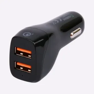 Car Charger 36W, 2xUSB port QC3.0 Black color