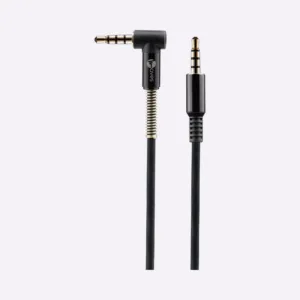 WA-AUX-1M, Audio line, 90 degree bend, 3.5MMGold Plated, 1M, Black
