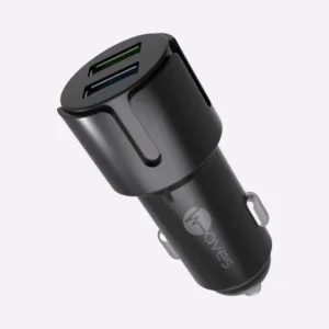 Car Charger 2.4A, 2xUSB +  Micro USB Round Cable, 2.4A, 1M, Black